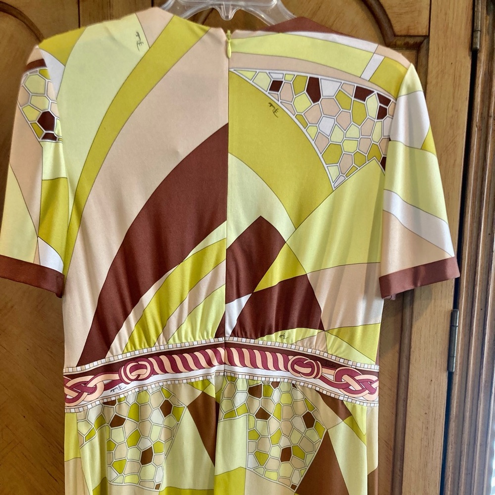 EMILIO PUCCI 1990's Geometric Print Silk Jersey Chiffon Maxi Dress - Picture 13 of 16